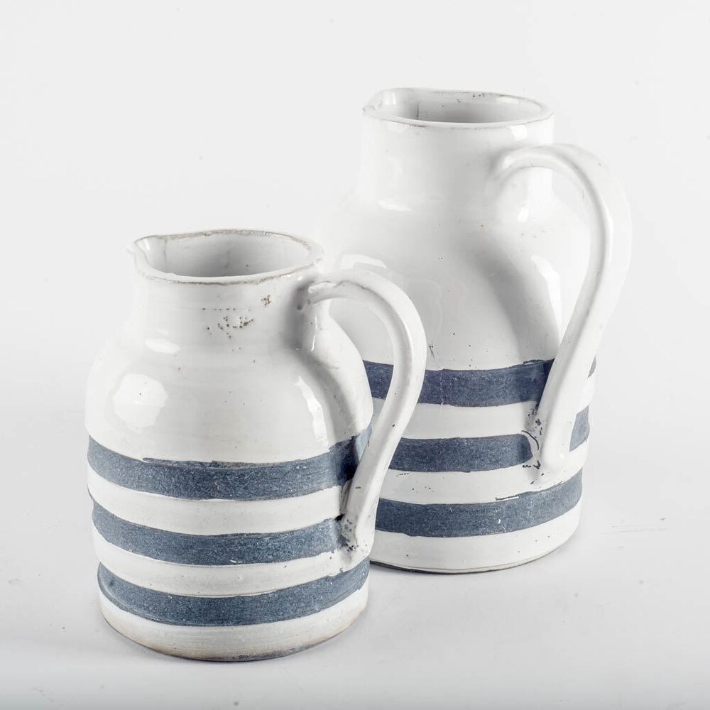 Harmon II White Blue Ceramic Jug (Large)