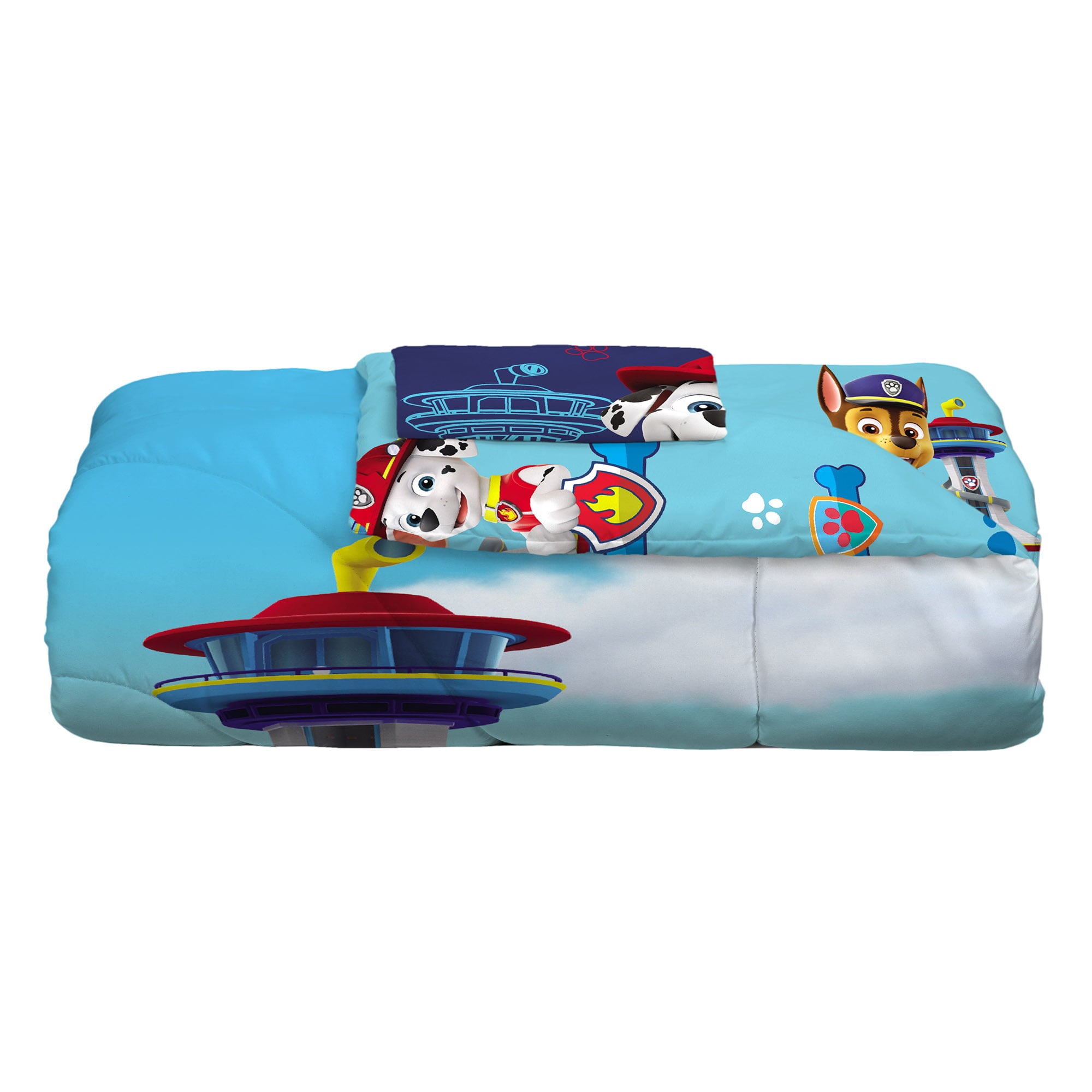 PAW Patrol Kids Comforter and Sham， 2-Piece Set， Twin/Full， Reversible， Blue， Nickelodeon