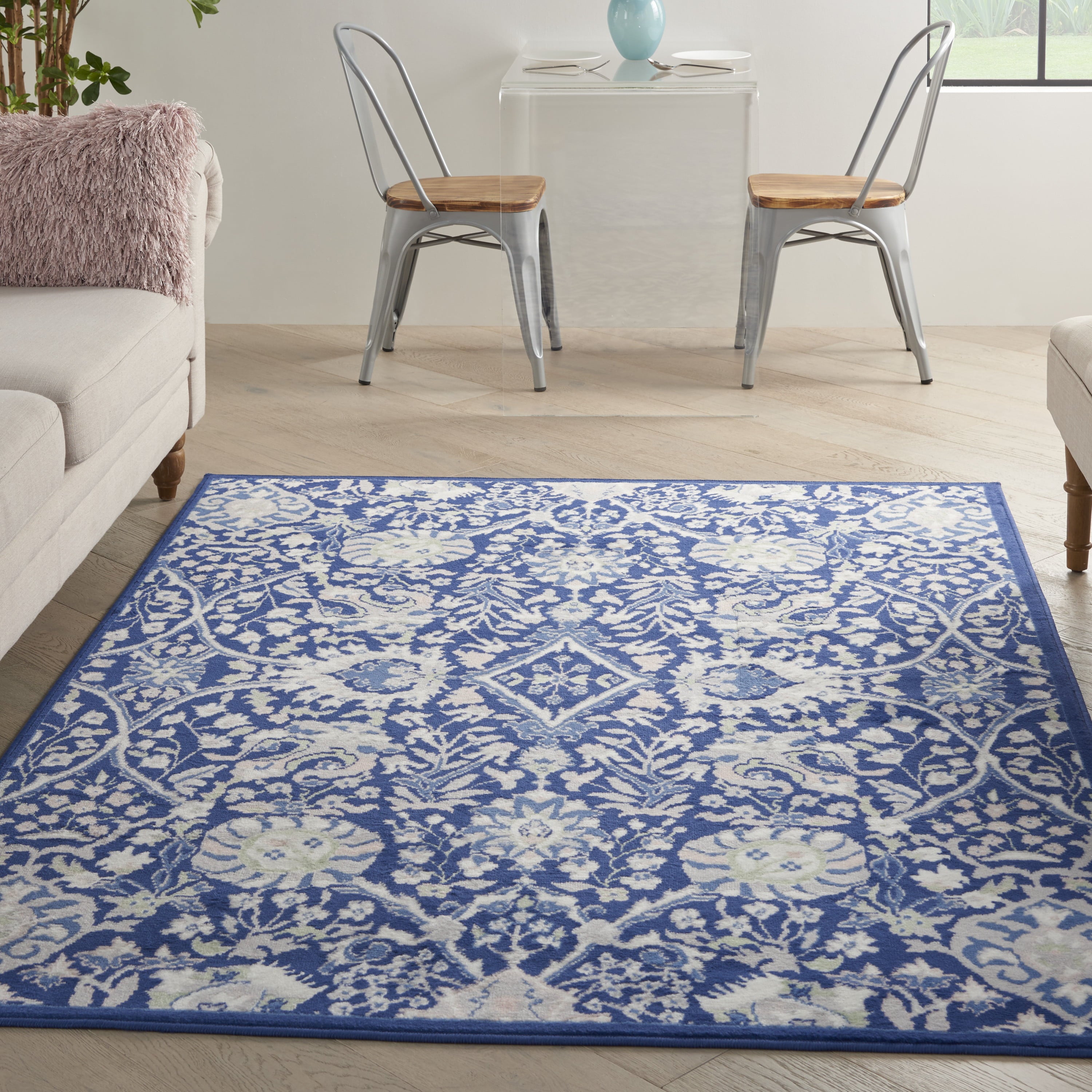 Nourison Whimsicle Floral Bohemian Navy Multicolor 5' x 7' Area Rug, (5' x 7')