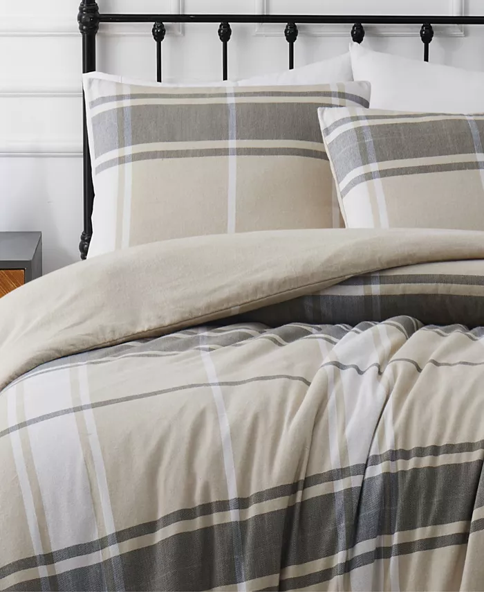 Truly Soft Preston Plaid 3 Piece Flannel Duvet Cover Set， Full Queen