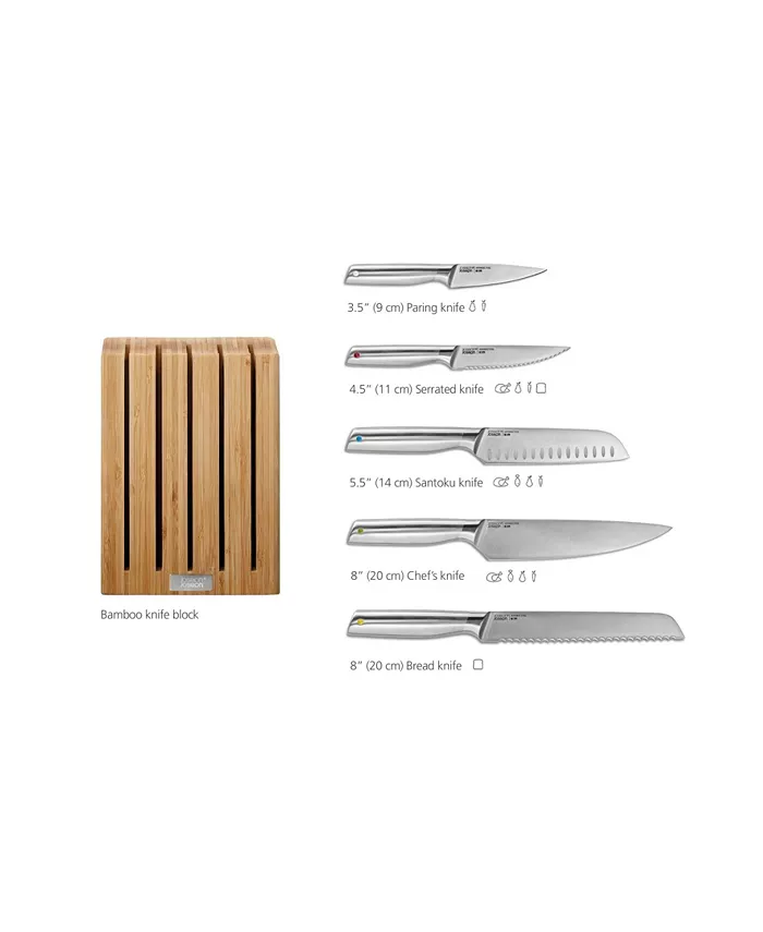 Joseph Joseph Elevate Steel Knives Bamboo 5-Piece Knife Block Set