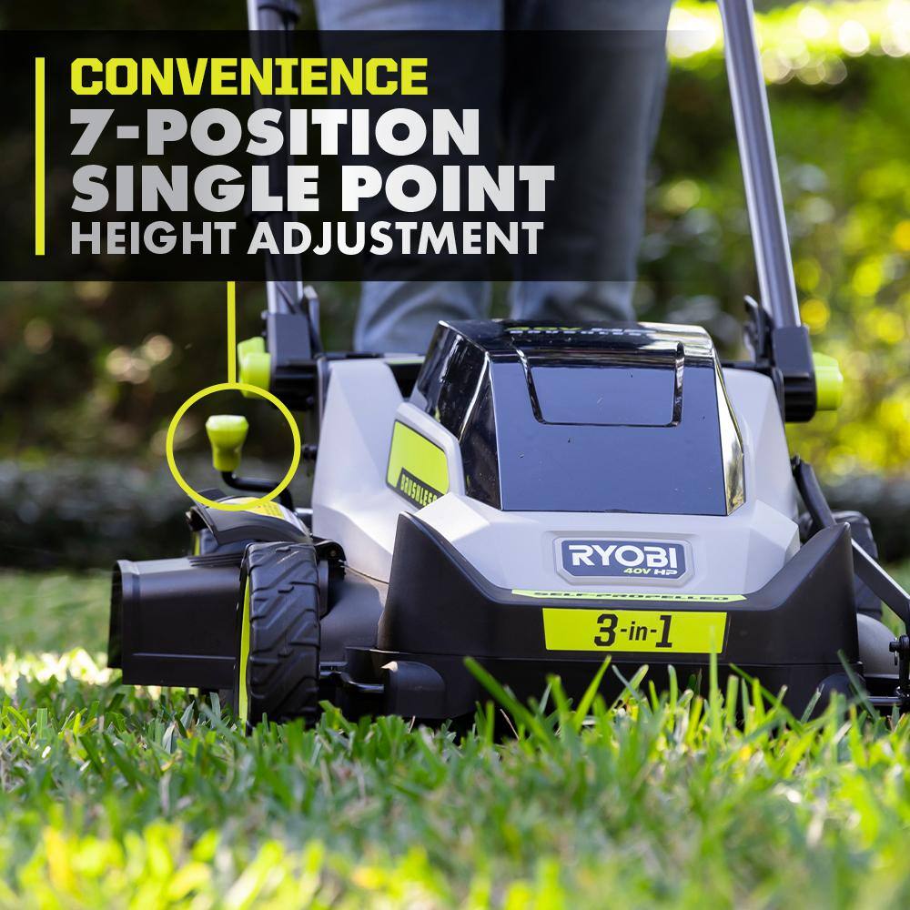 RYOBI RY401018BTL 40V HP Brushless 20 in. Cordless Electric Battery Walk Behind Self-Propelled Mower (Tool Only)