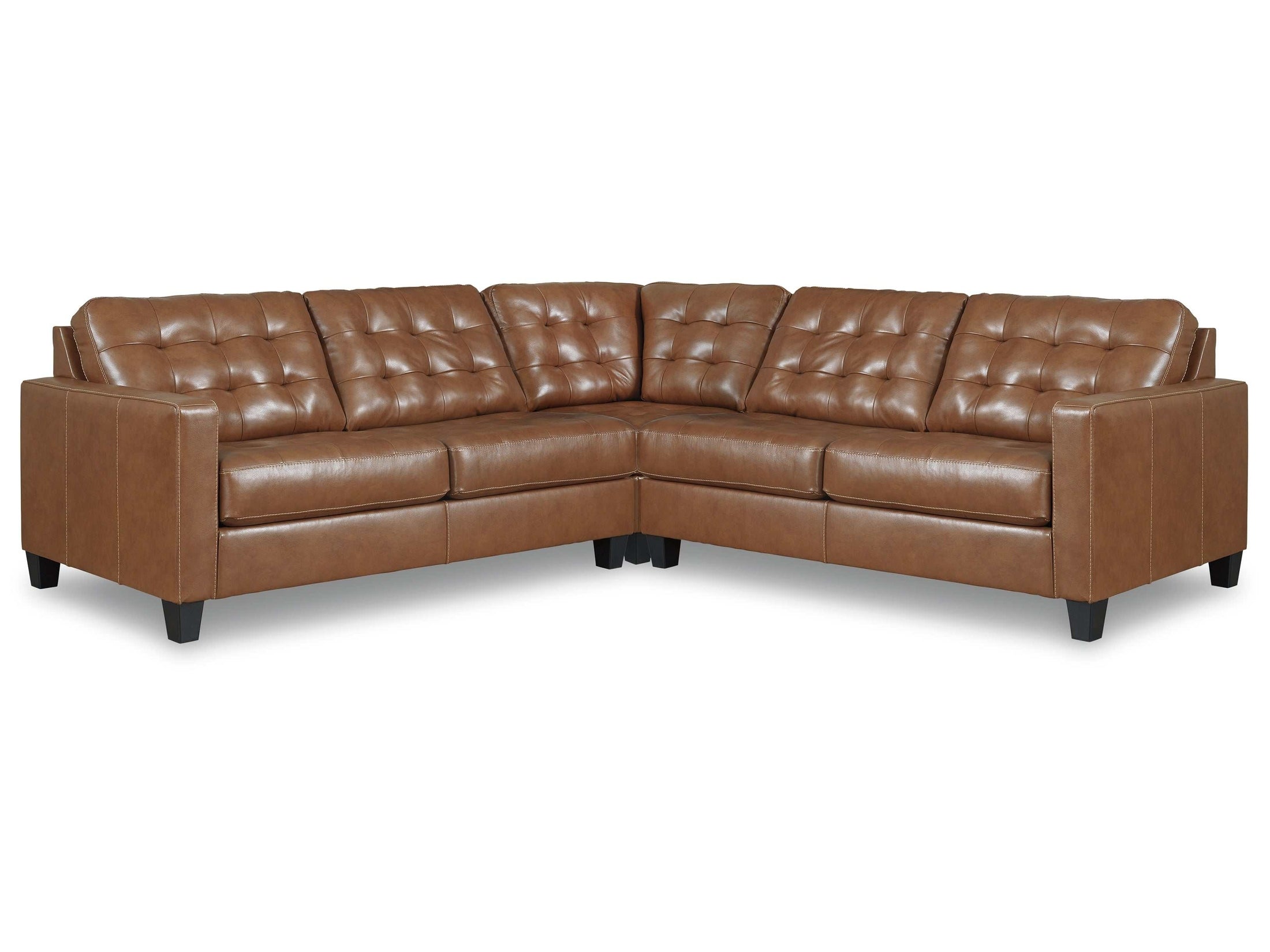 (Online Special Price) Baskove Auburn Leather Match 3pc Symmetrical Sectional