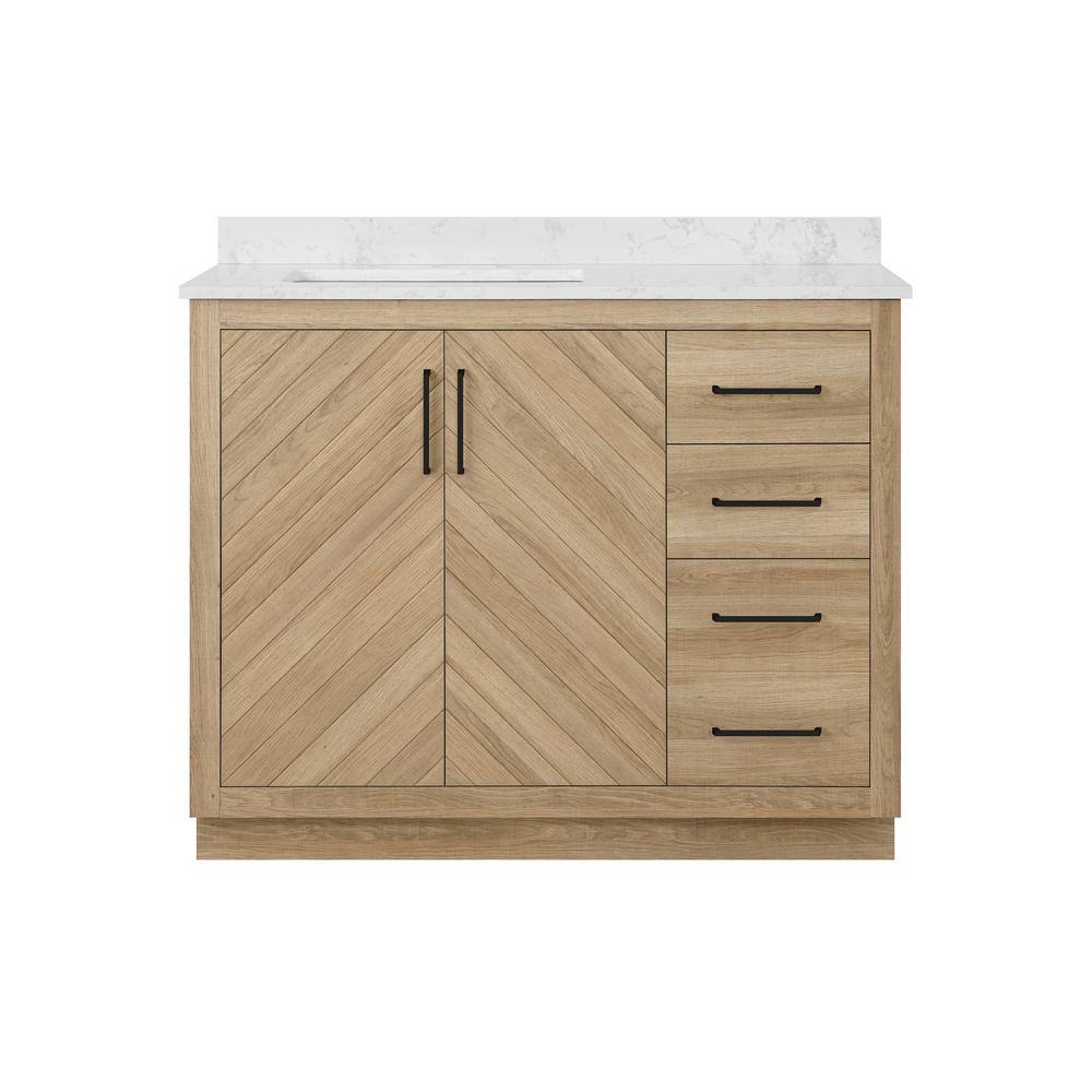 Glacier Bay Huckleberry 42 in. W x 19 in. D x 34.5 in. H Bath Vanity in Weathered Tan with White Cultured Marble Top Huckleberry42WT