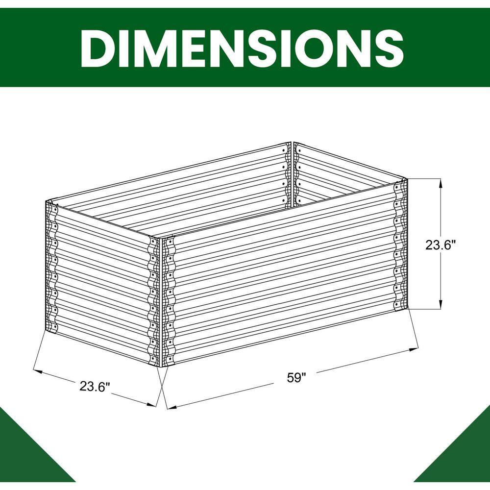 Hanover Galvanized Steel Open-Base Raised Garden Bed HANRECGB-3GRY
