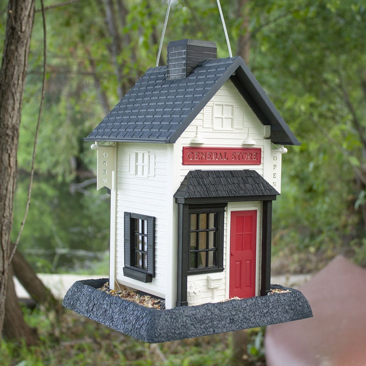 North States General Store Bird Feeder， White