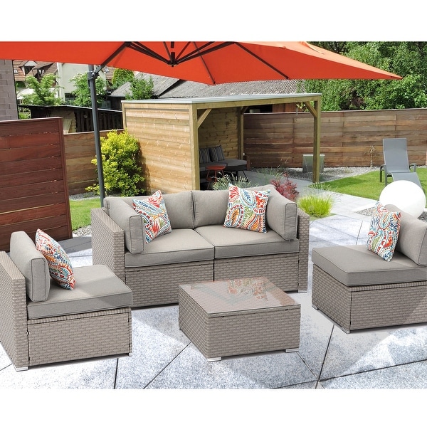 Cosiest 5piece Outdoor Patio Wicker Furniture Set with Coffee Table