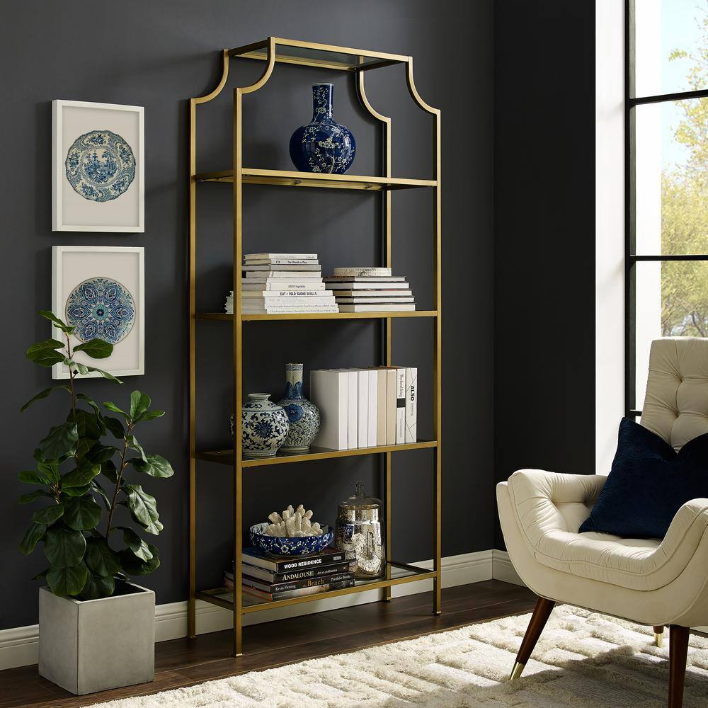 CROSLEY FURNITURE 80 in. GoldClear Metal 4-shelf Etagere Bookcase with Open Back CF6101-GL