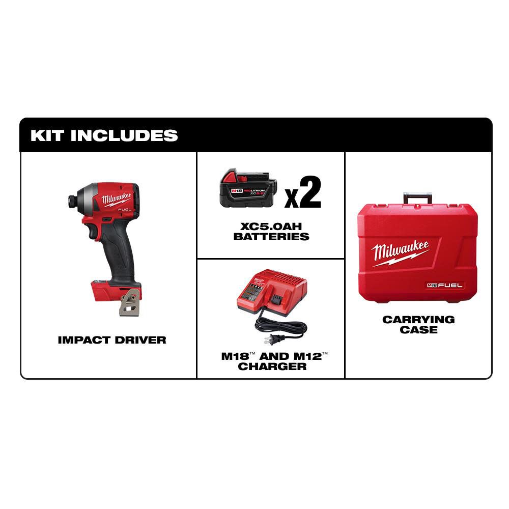 Milwaukee M18 FUEL 1/4" Hex Impact Driver XC Kit 2853-22 from Milwaukee