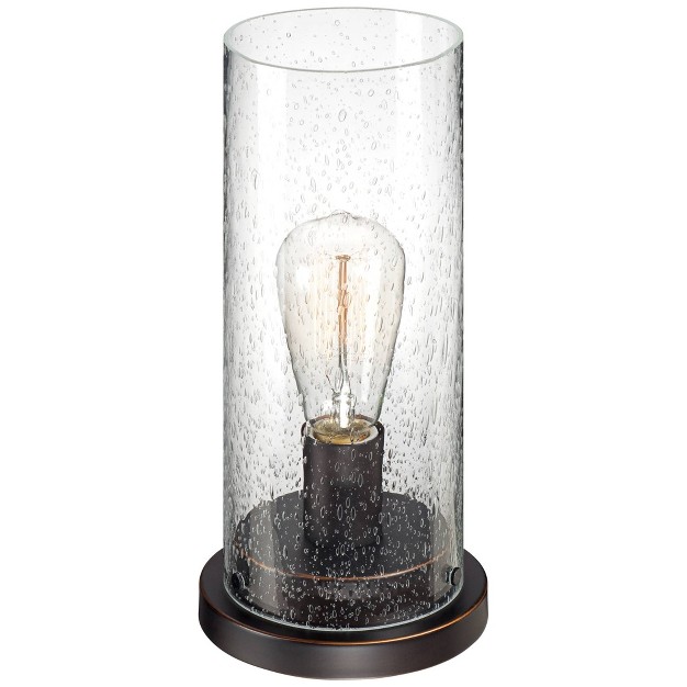 High Bronze Metal Led Seedy Glass Cylinder Shade For Bedroom Bedside Nightstand Office House