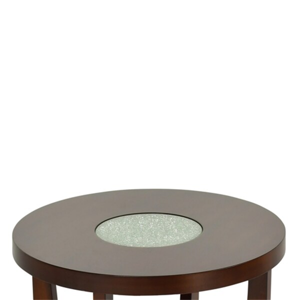 Cherry Solid Wood End Table w/CrackedGlass