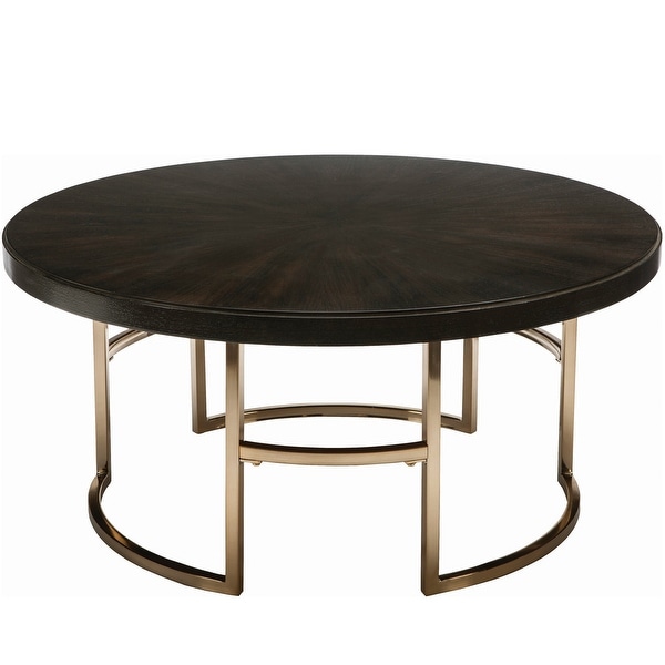 Contemporary Modern Elegant Rose Gold Base Coffee and Side Table