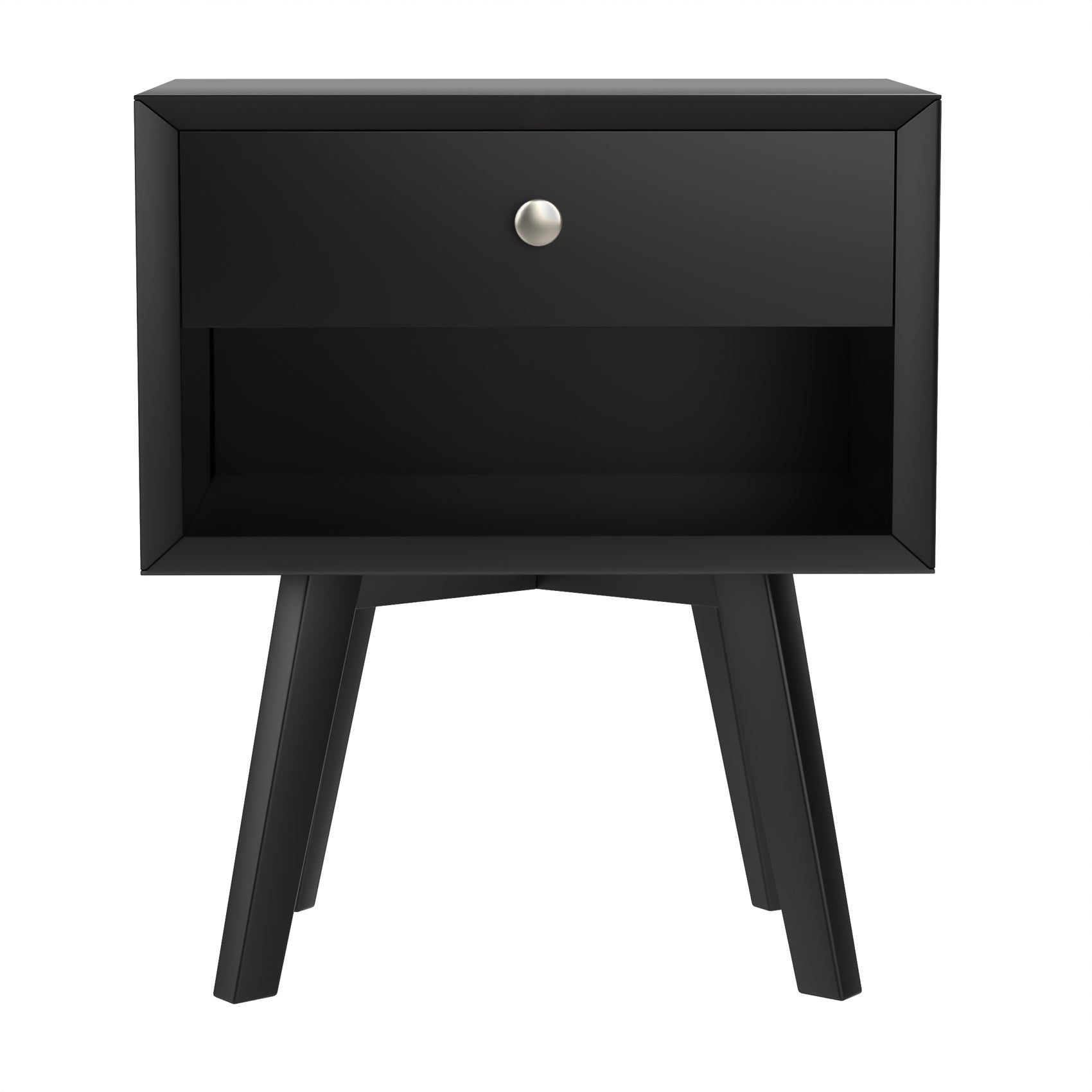 Semiocthome Black Matte Vintage Diana 1 Drawer Nightstand 23