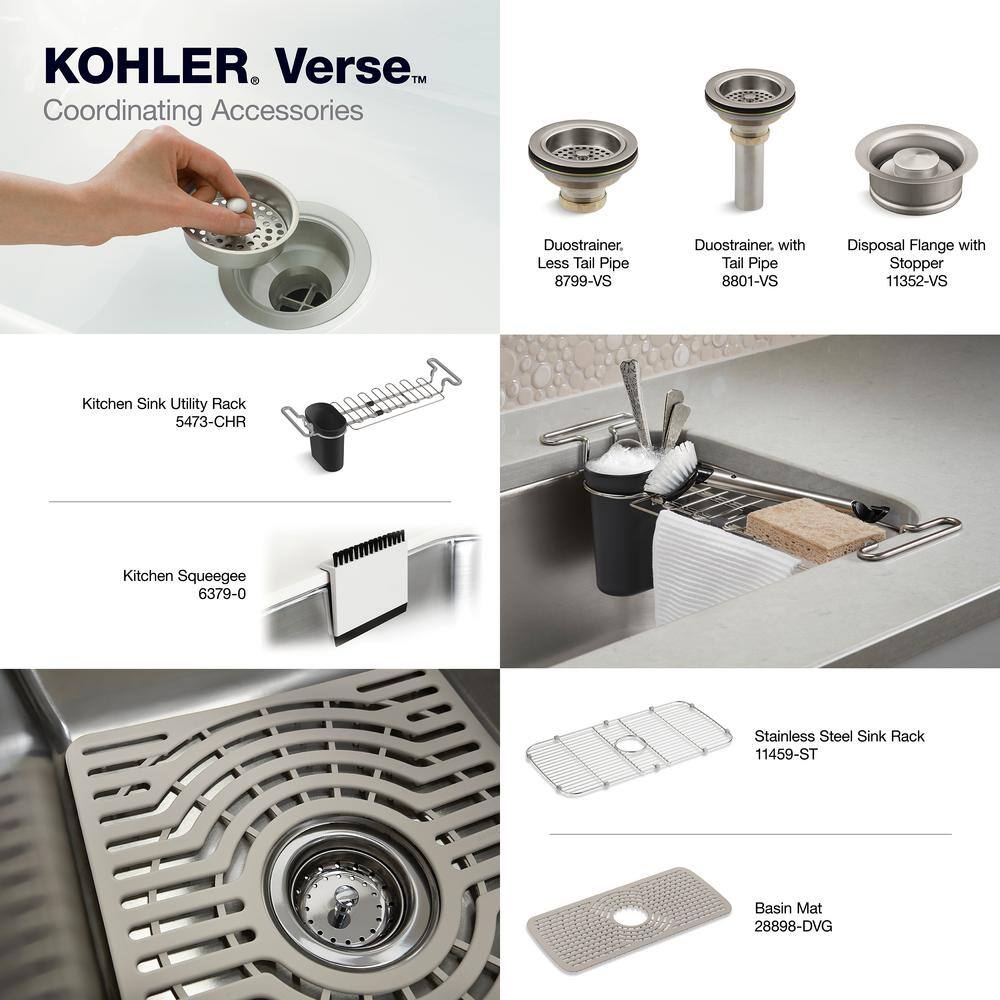 KOHLER Verse 33 in. Drop-in Single Bowl 18 Gauge Stainless Kitchen Sink with 4 Faucet Holes K-RH20060-4-NA