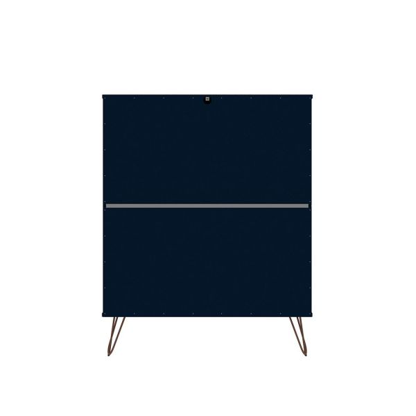 Rockefeller Tall 5-Drawer Dresser and Standard 3-Drawer Dresser in Tatiana Midnight Blue