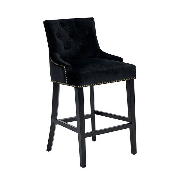 Leigh Button Tufted Velvet Upholstered Counter Stool Chair