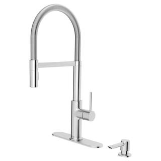 American Standard Tamarind Semi-Pro 1-Handle Pull Down Sprayer Kitchen Faucet with Deckplate and Soap Dispenser in Stainless Steel 7425351.075