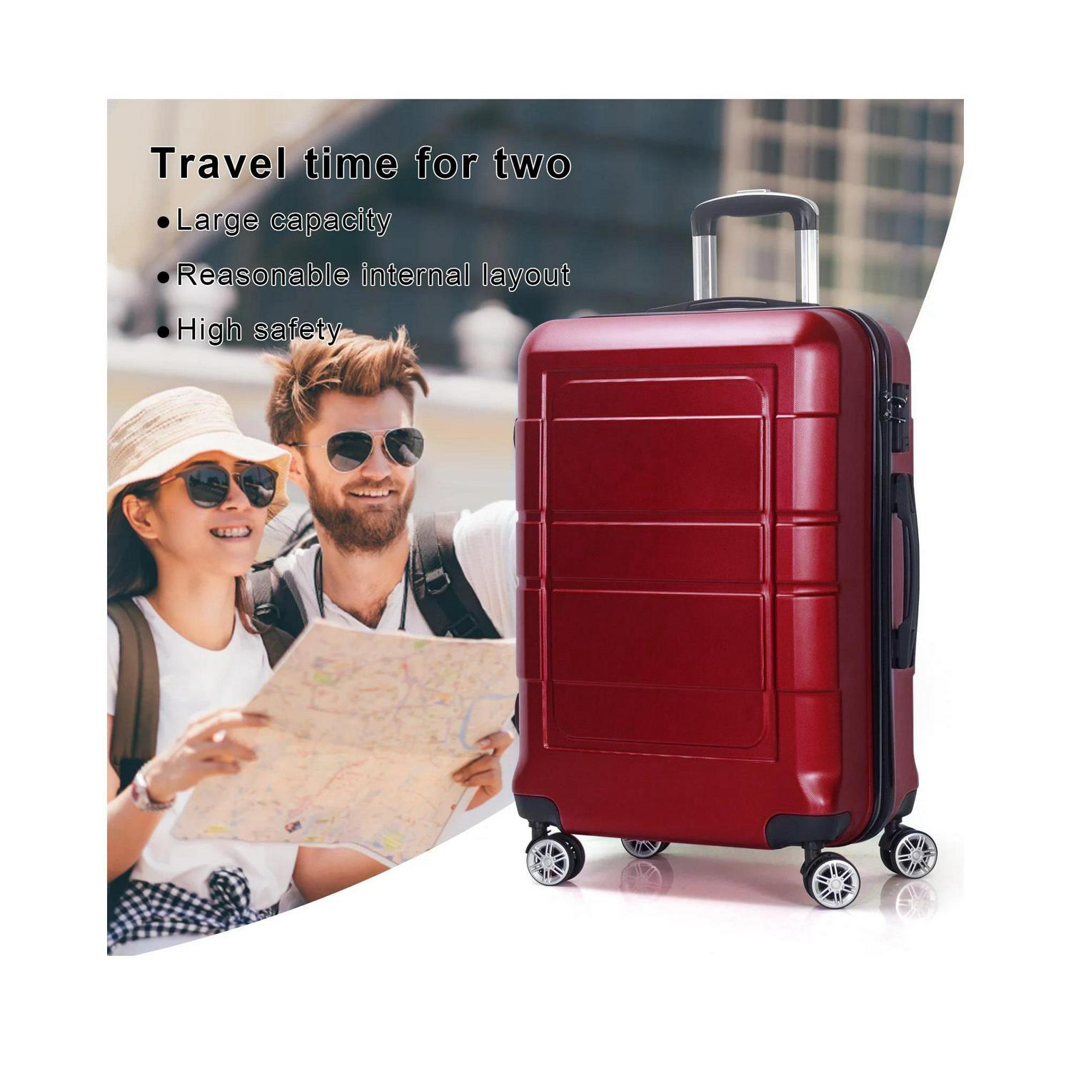 Traveling Luggage 3pcs Hardside Luggage Set 20 +24 +28  with TSA Lock Red  Crowdfused