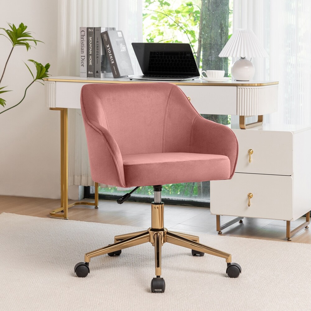 Porthos Home Raisa Velvet Office Chair with Gold Chrome Base