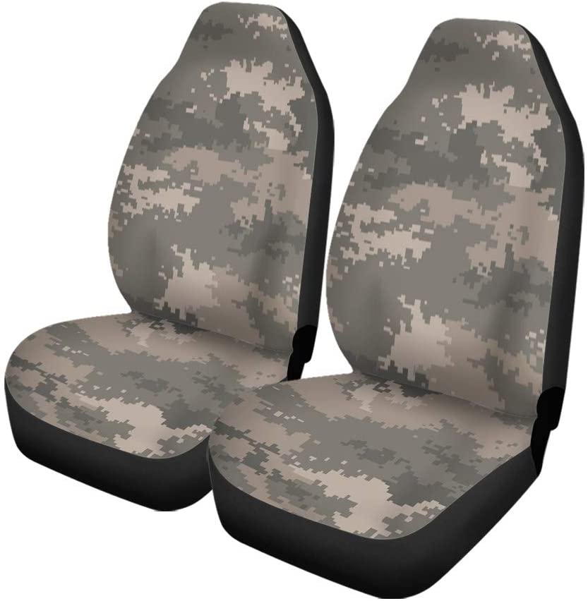 ZHANZZK Set of 2 Car Seat Covers Beige Camo Digital Pixel Camouflage Air Force Pattern Universal Auto Front Seats Protector Fits for Car，SUV Sedan，Truck