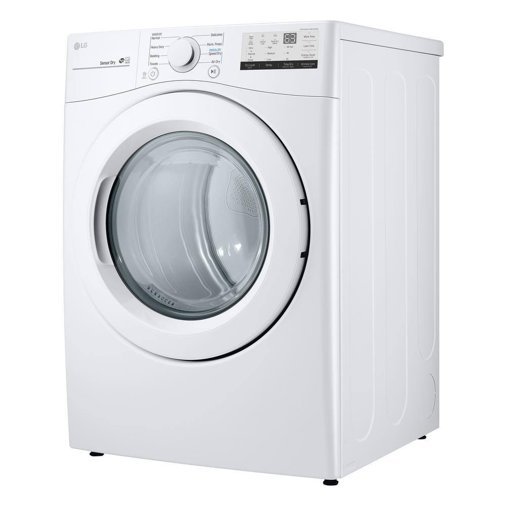 LG 7.4 Cu. Ft. Vented Stackable Gas Dryer in White with Sensor Dry DLG3401W