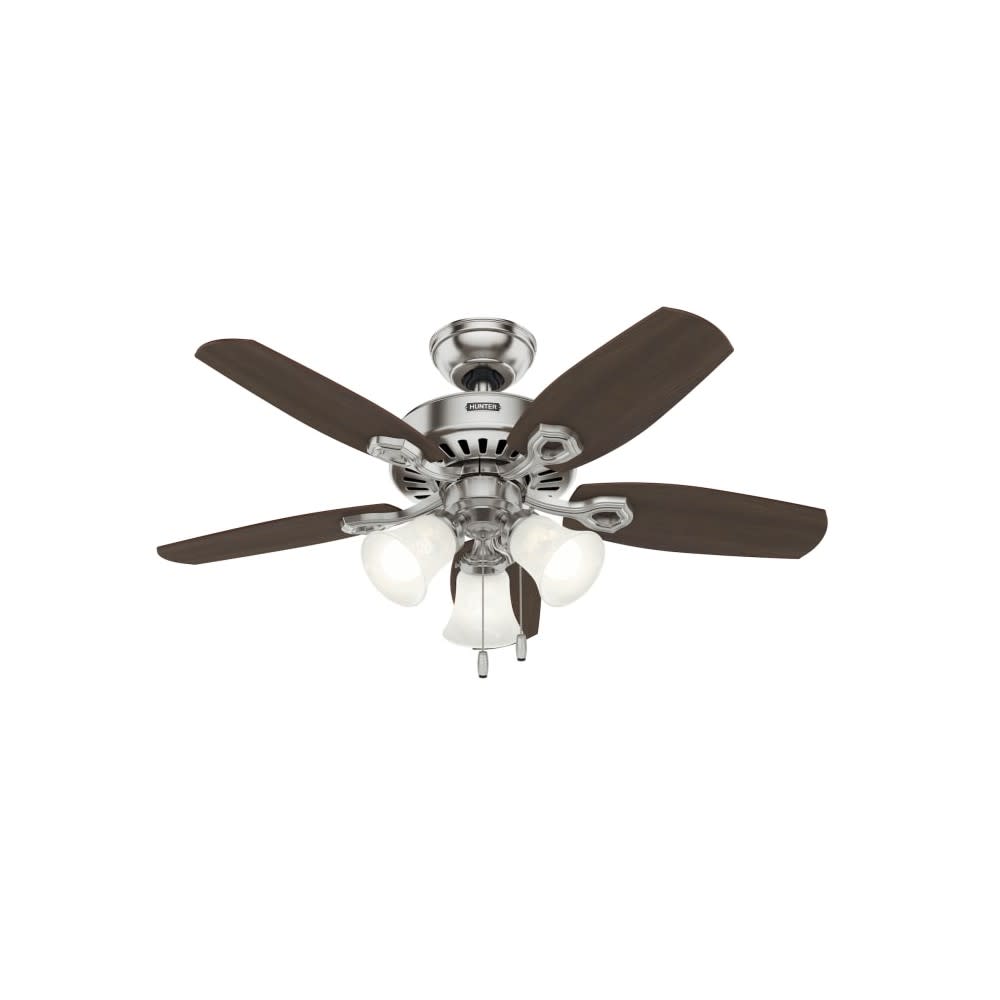 Hunter Builder Ceiling Fan 42 Brushed Nickel Brazilian Cherry ;