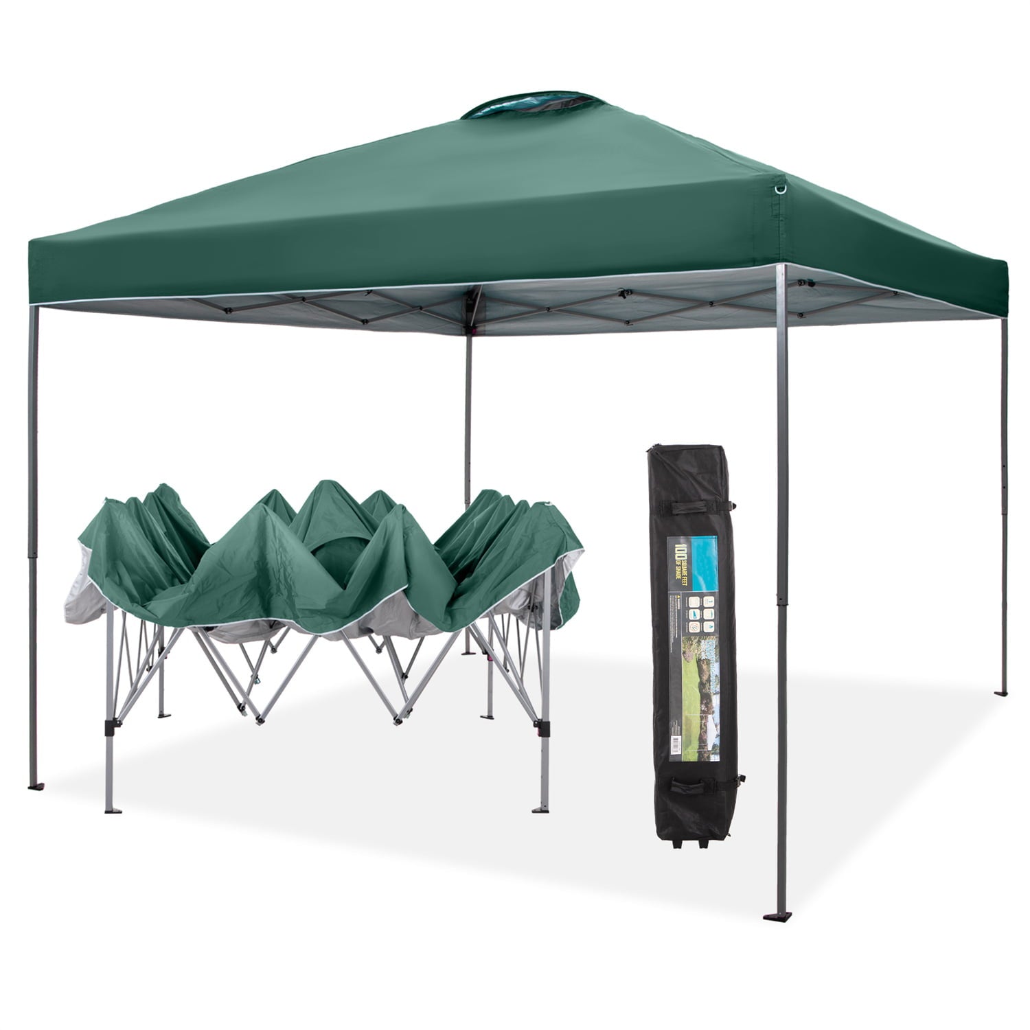 MF Studio 10x10ft Pop-up Canopy Tent Straight Legs Instant Canopy for Outside with Wheeled Bag - Green