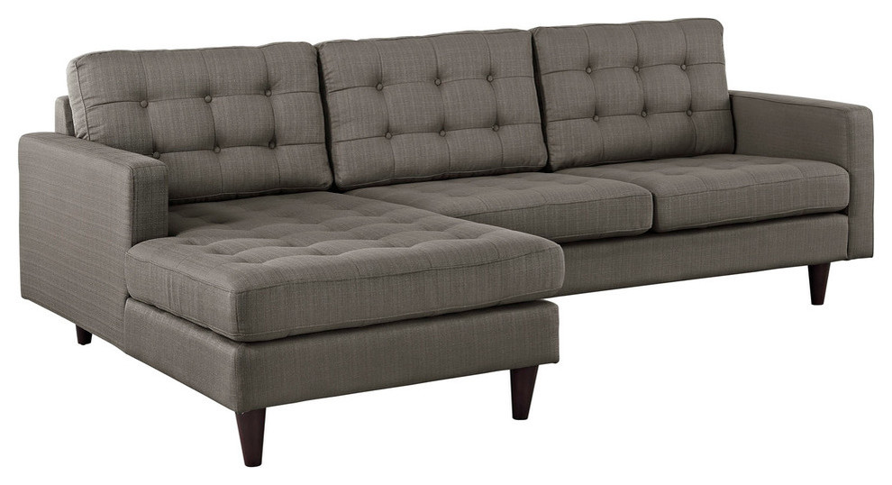 Empress Left Facing Upholstered Fabric Sectional Sofa   Midcentury   Sectional Sofas   by House Bound  Houzz