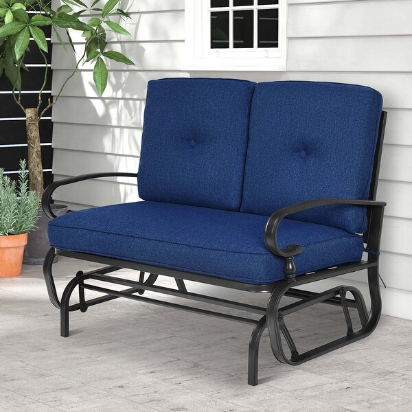 Costway 2Person Outdoor Swing Glider Chair Bench Loveseat Cushioned