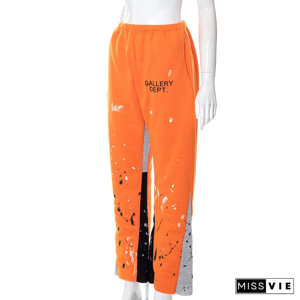 Loose Fitting High Waist Graffiti-print Lounge Pants