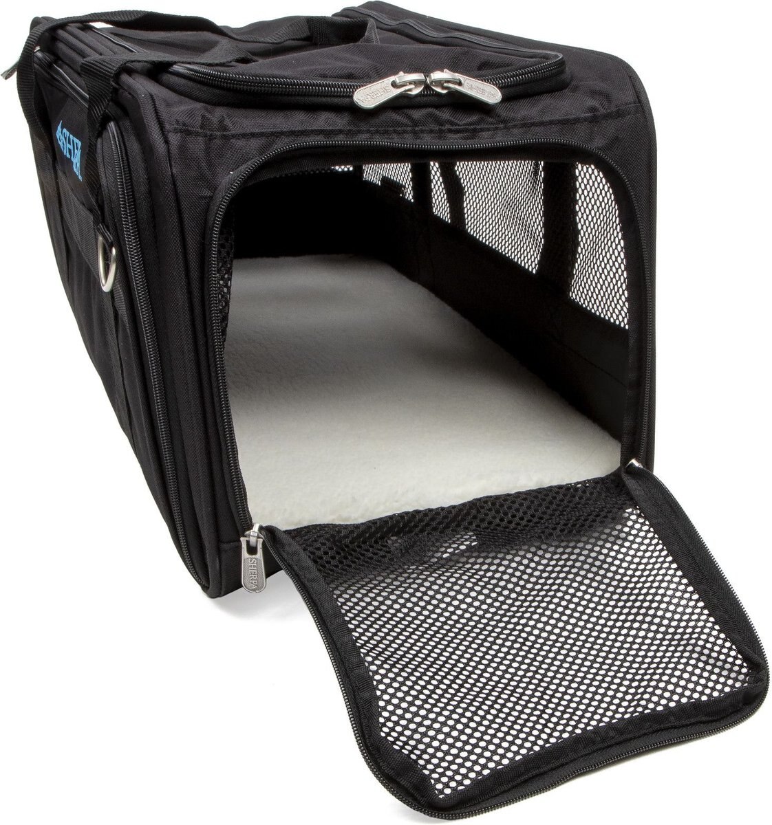 Sherpa Airline Approved Expandable Cat and Dog Travel Carrier， Black， Medium