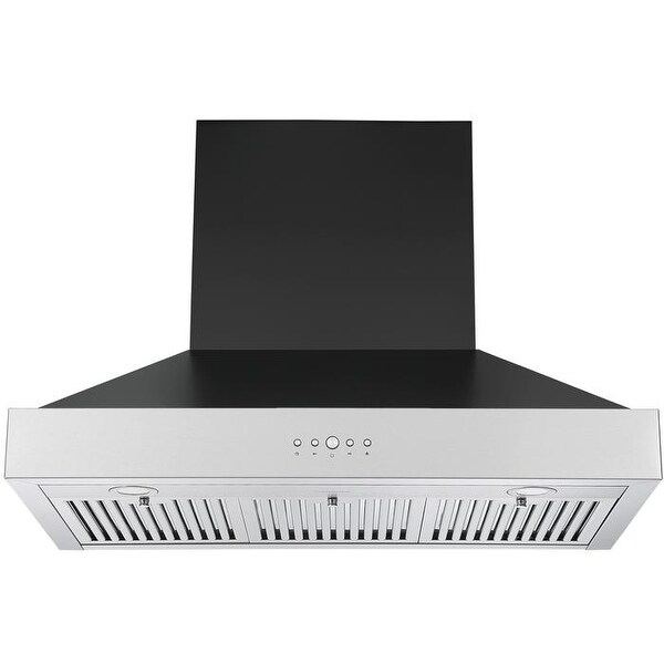 36 in. 600 CFM Pyramid Range Hood in Black and Stainless Steel