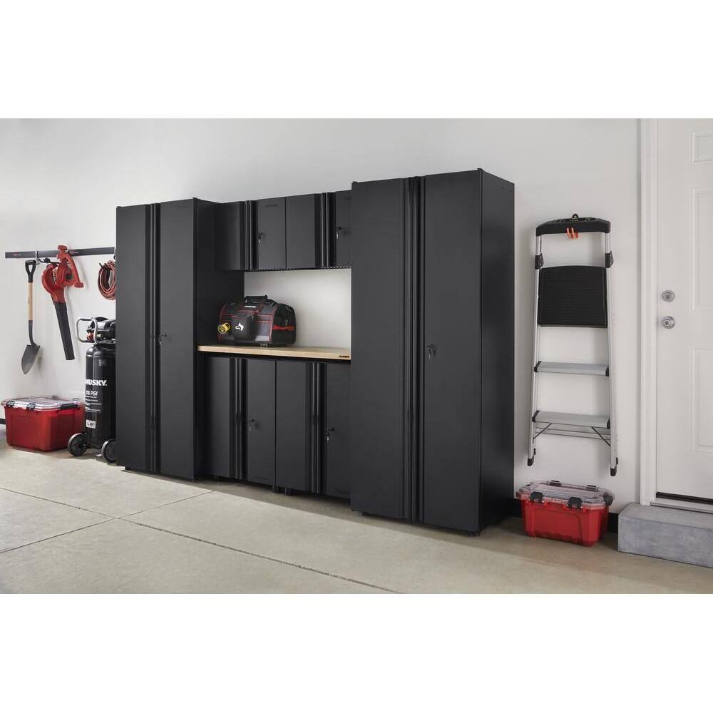 Husky 7-Piece Regular Duty Welded Steel Garage Storage System in Black GS10807-2DWO