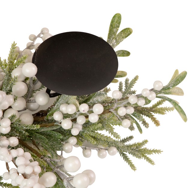 Triple Candle Holder With Frosted Foliage And Berries Christmas Decor