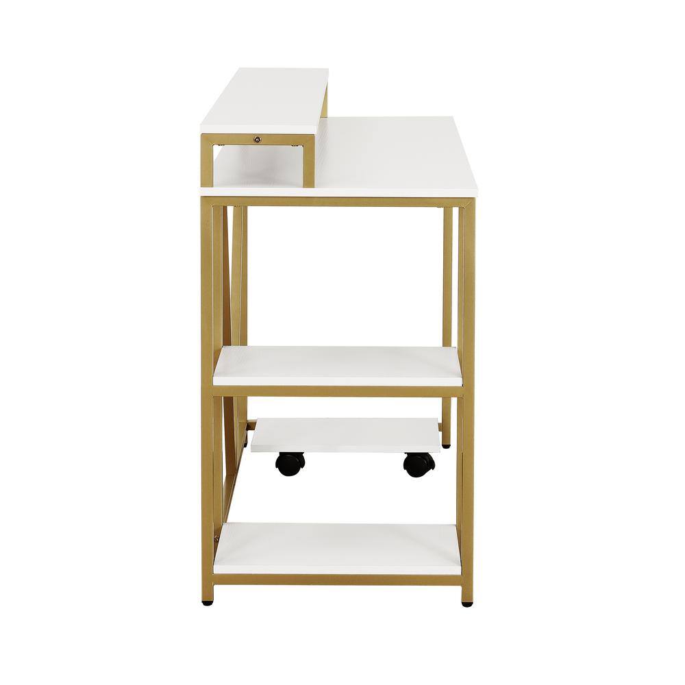 TECHNI MOBILI 46 in. W Gold Industrial Writing Desk RTA-7310D-GLD