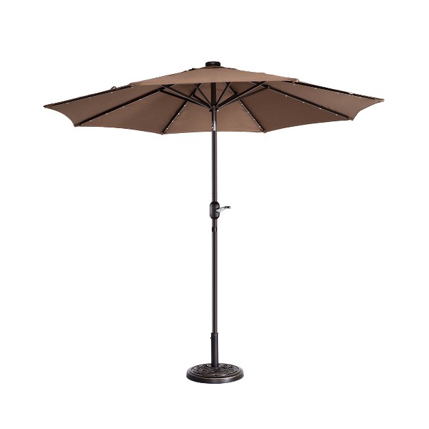 Nature Spring Patio Umbrella With Led Lights 5 position Vertical Tilt 9 x27 Brown