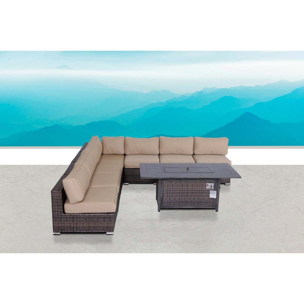 LSI Wicker 6   Person Seating Group with Sunbrella Cushions