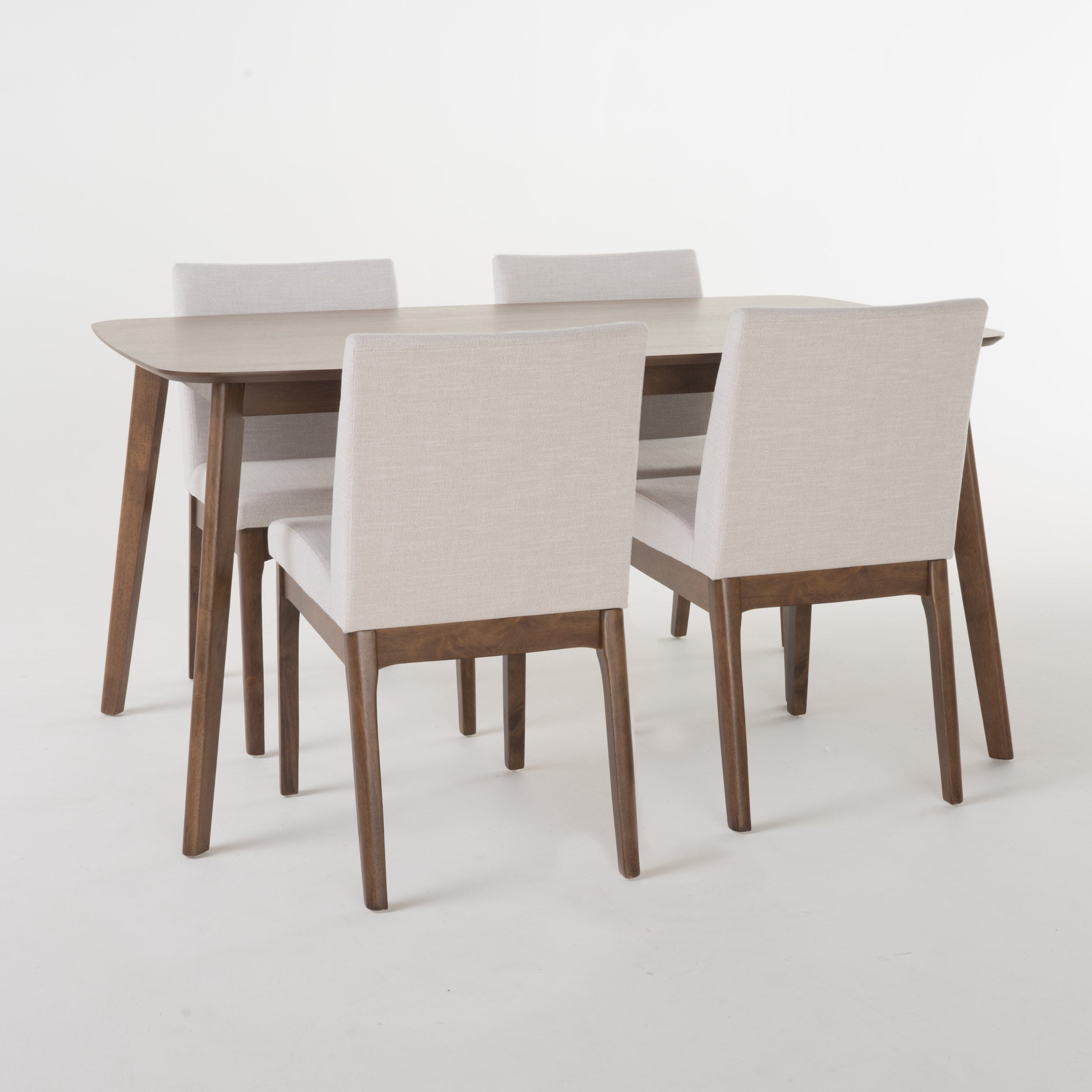 Katherine Mid Century Fabric & Wood Finish 5 Piece Dining Set