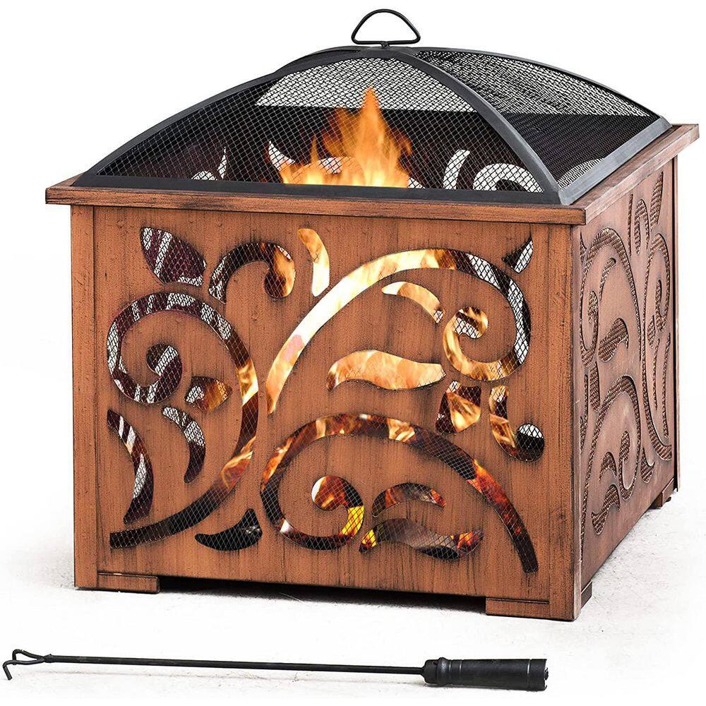 Sunjoy Ventura 26 in. Square Steel Wood Burning Firepit A301016900