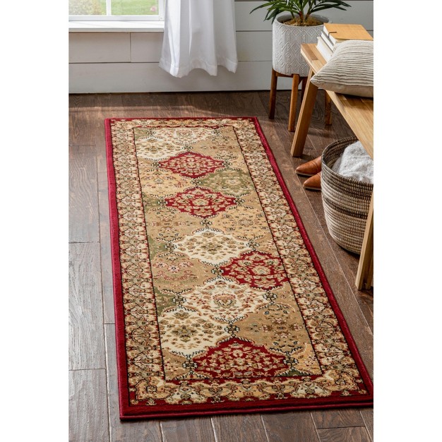 Monarch Panel Oriental Persian Formal Traditional Classic Contemporary Thick Soft Plush Red Area Rug