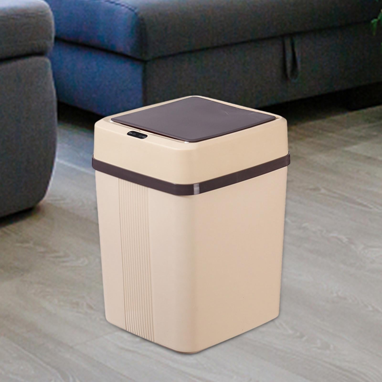 Automatic Trash Can Waterproof Battery Operated Touchless Trash Bin Waste Basket for Bedroom Toilet Bathroom Office - Khaki