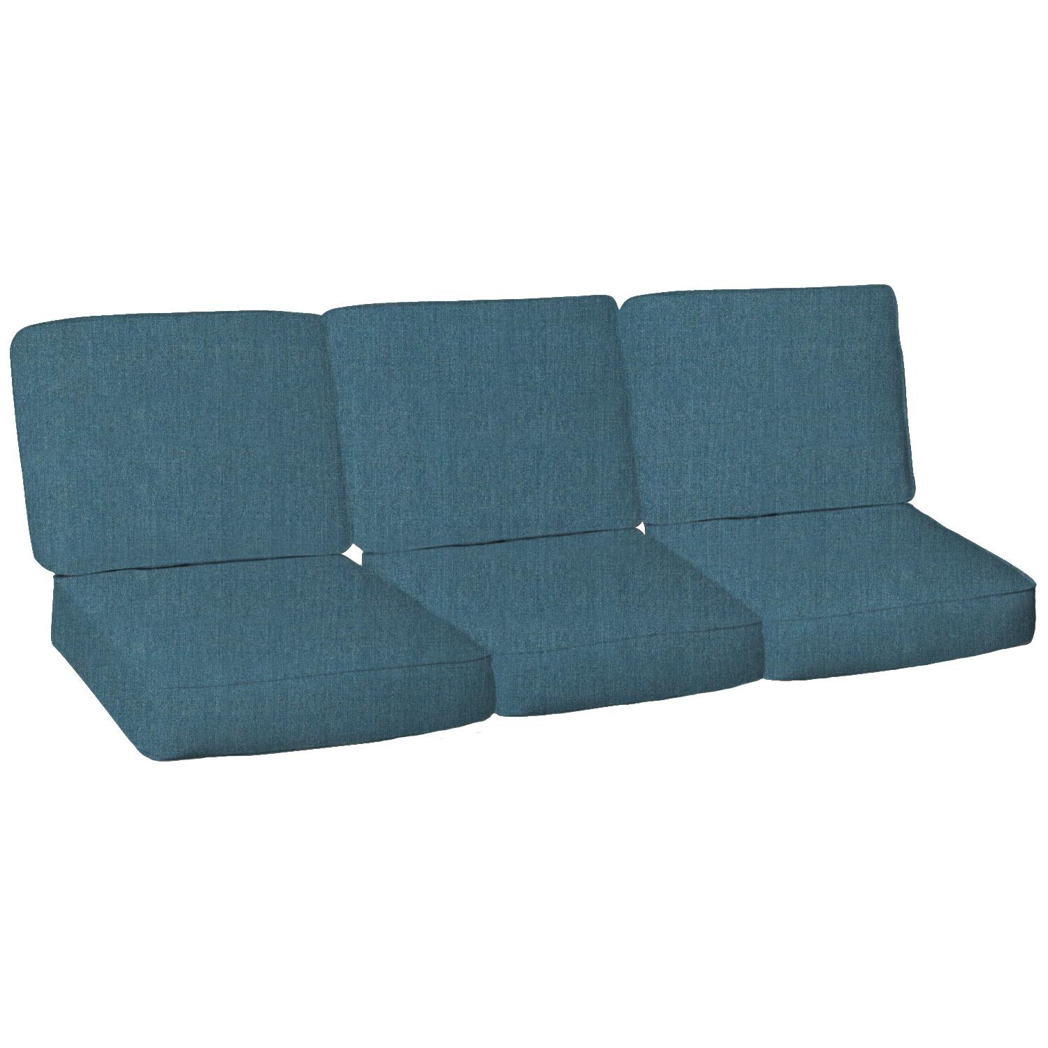 Sunbrella Cast Lagoon 6 Piece Small Outdoor Replacement Sofa Cushion Set W/ Piping By Signature