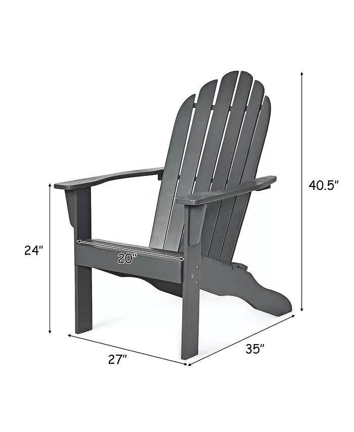 Costway Outdoor Adirondack Chair Solid Wood Durable Patio Garden Furniture