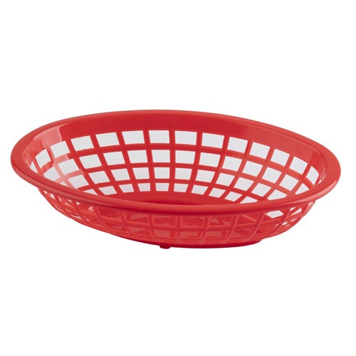 Tablecraft 1074 Oval Sandwich Basket， Red