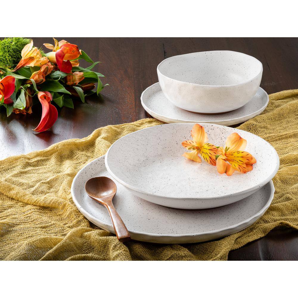 Sango Kaya 16-Piece Casual White Stone Dinnerware Set (Service for 4) 3736WH806BCS10