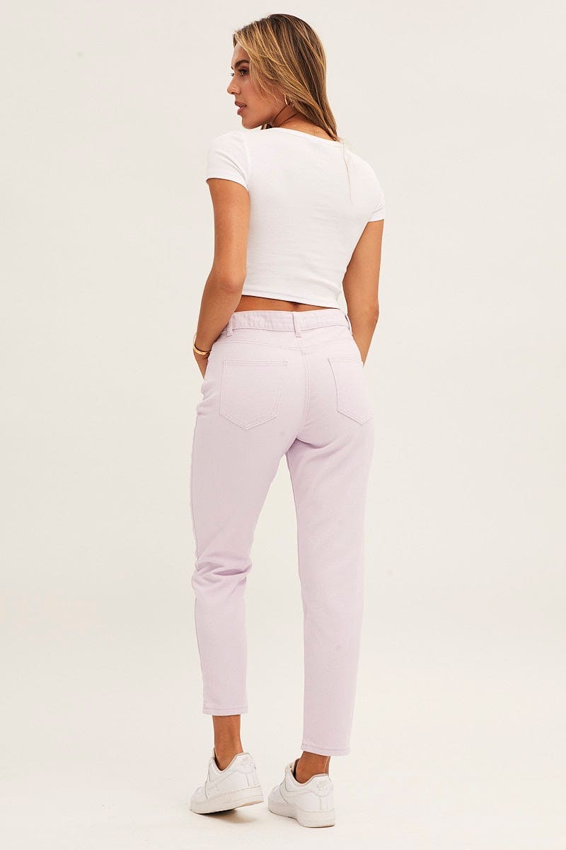Purple High Rise Mom Denim Jean