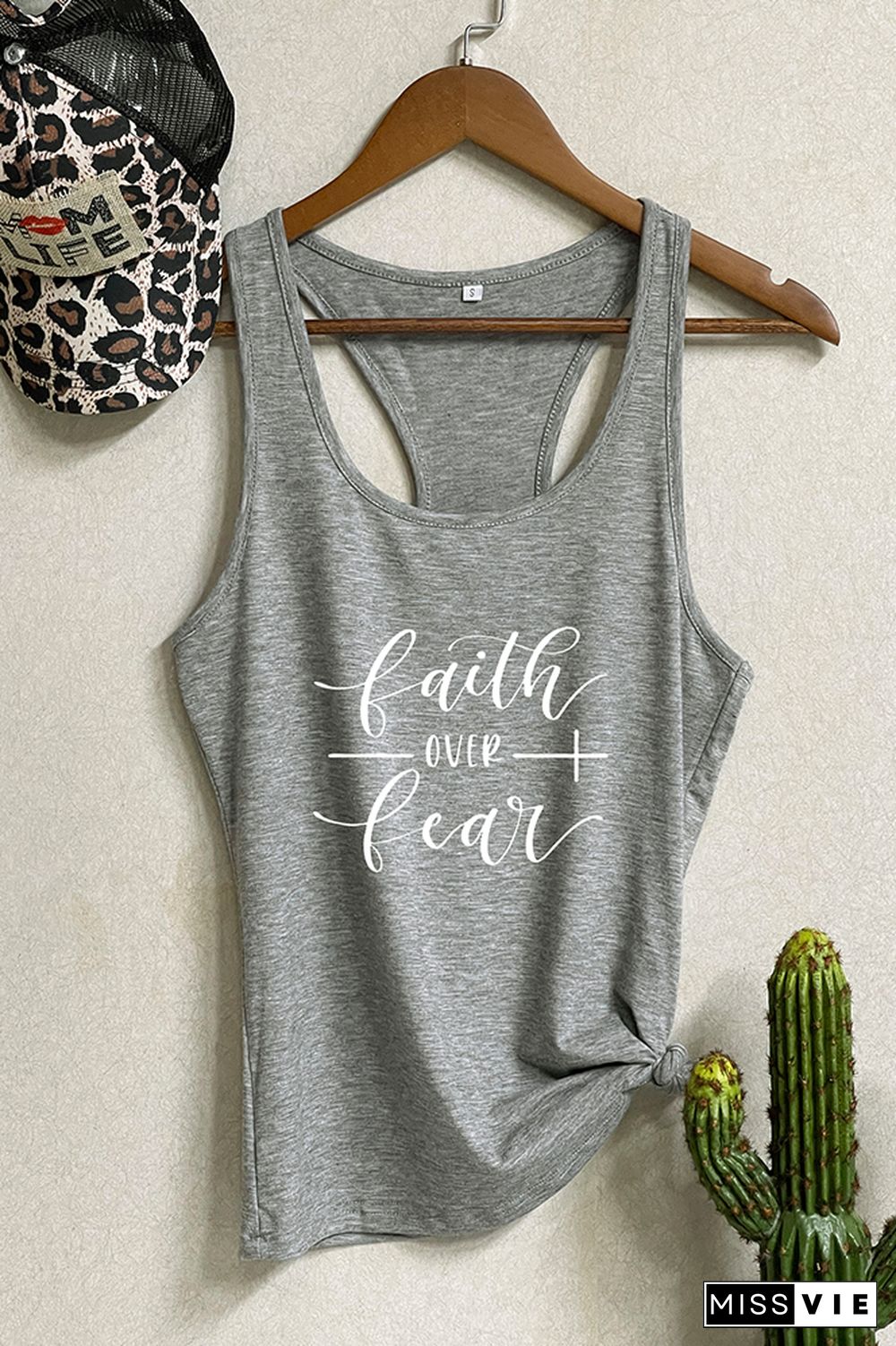 Faith Over Fear Printed Sleeveless Tank Top Wholesale