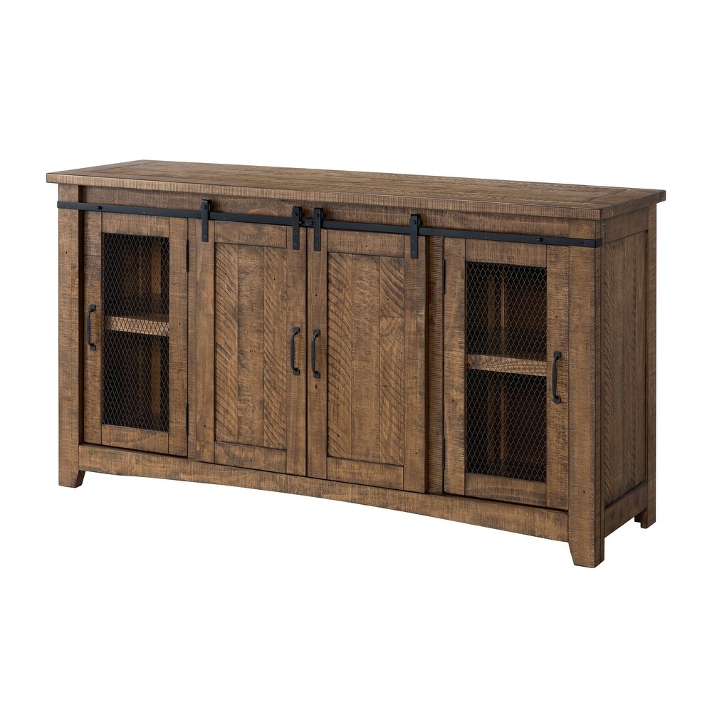 Rustic Farmhouse 65 Inch Wide Solid Wood TV Stand