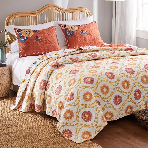 Greenland Home Fashions Topanga Quilt amp Sham Set Orange yellow white