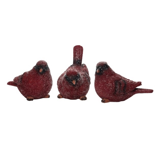 Transpac Resin 4 5 In Red Christmas Glitter Cardinal Set Of 3